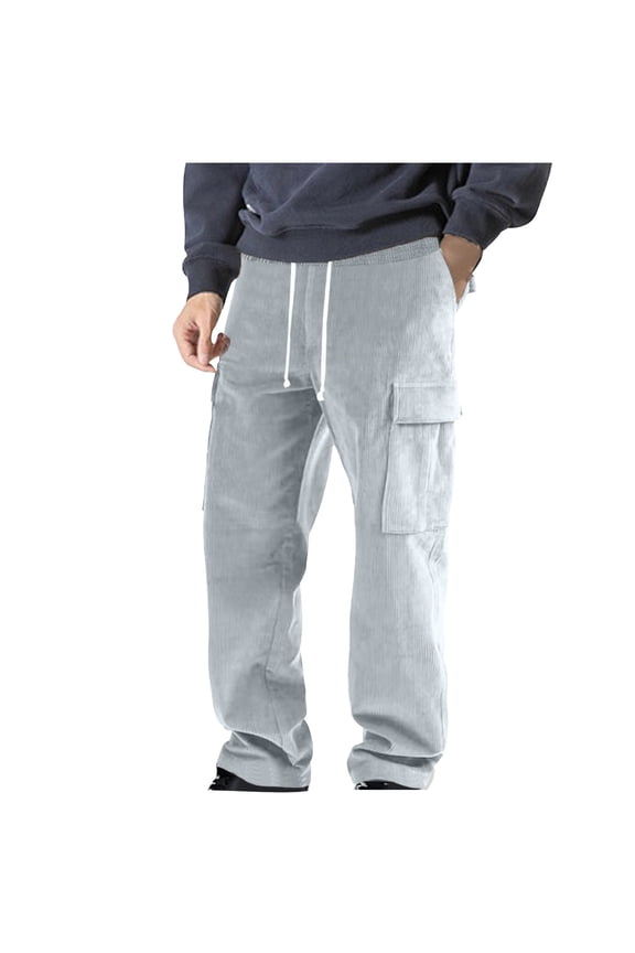 Men's Regular Fit Comfort Flex Waist Jean Men's And Linen Elastic Waist Blended Breathable Comfortable Soft Cargo Pocket Casual Trousers Full Length Pants Ndbuld,Gray,M