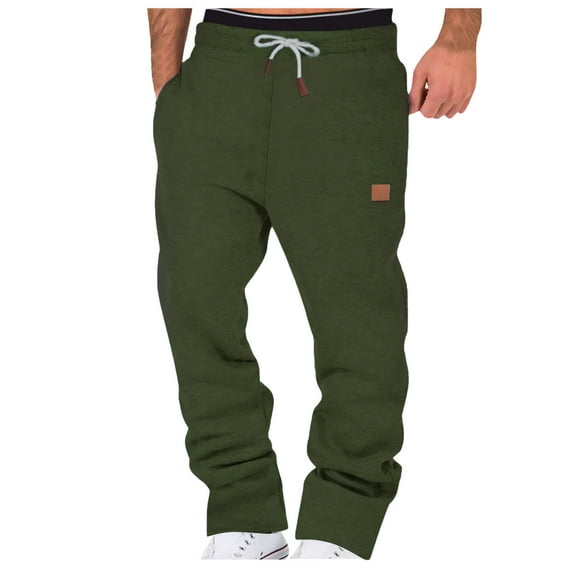 Authentics Men's Regular Fit Comfort Flex Waist Jean Men's Pocket Casual Straight-leg Pants Tracksuit Pants Full Length Pants Ndbuld,Army Green,L