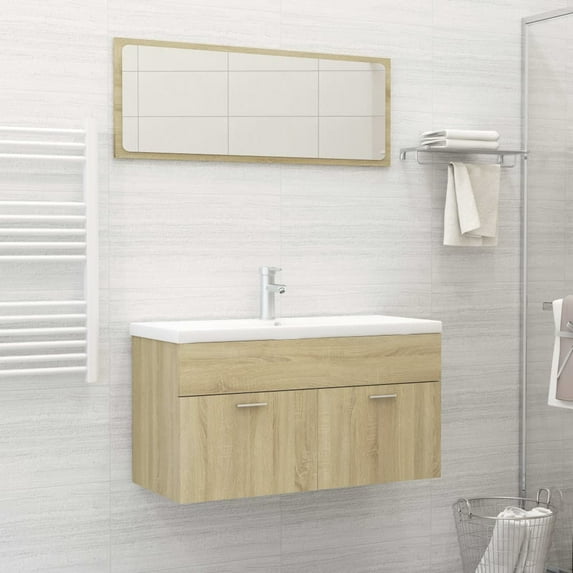 35" Bathroom Furniture Set with Mirror - Sonoma Oak