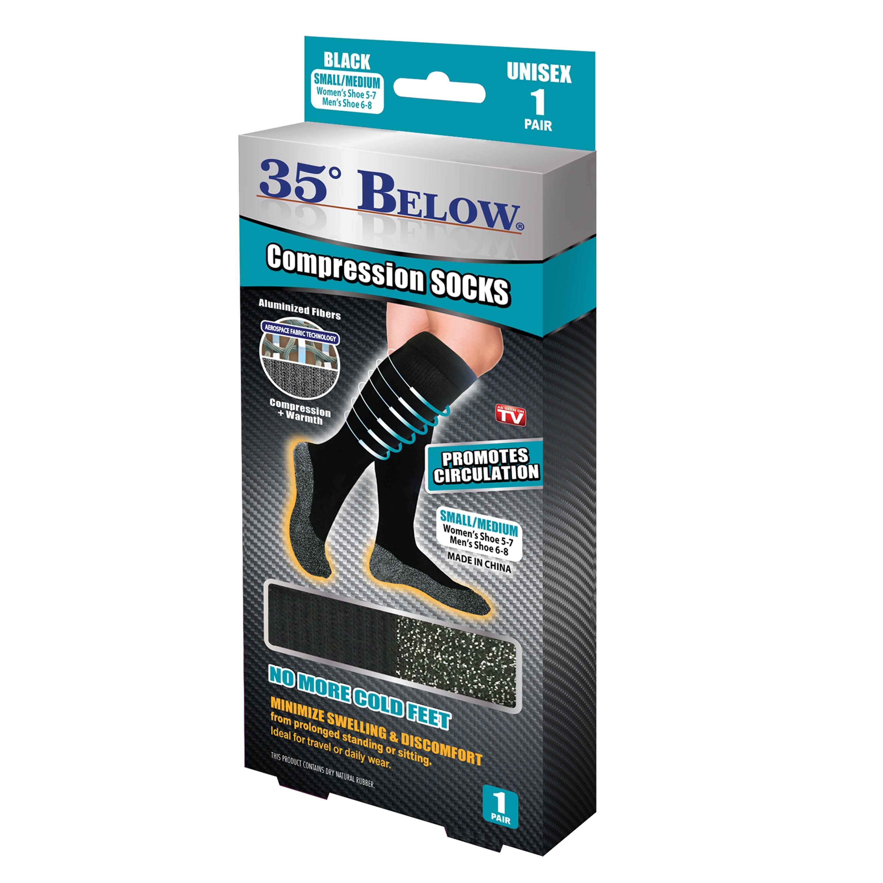 35 Below Compression Socks, Small/Medium, As Seen on TV