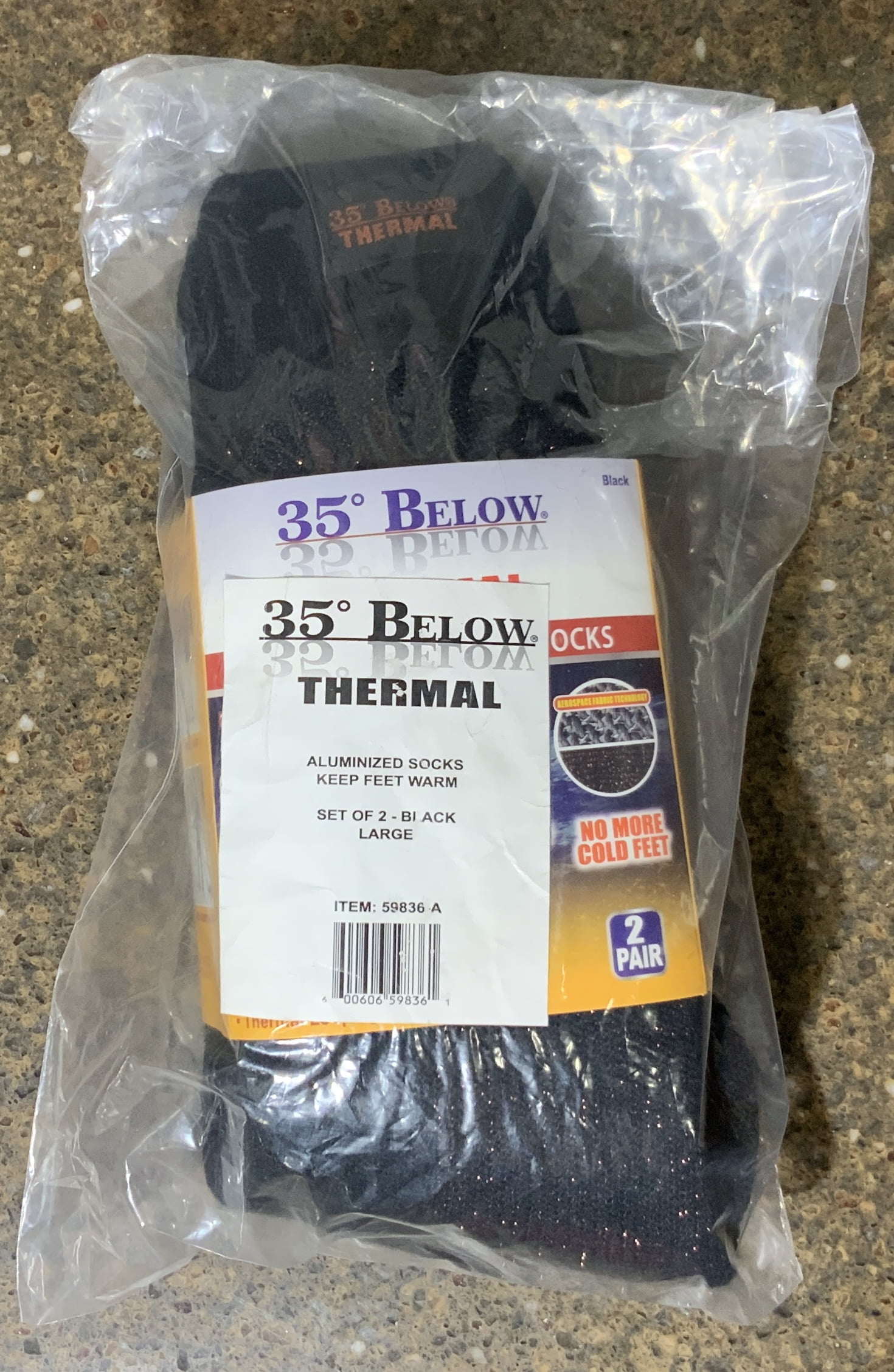 35 Below Thermal Aluminized Socks Keep Feet Warm 2 Pairs Size Large