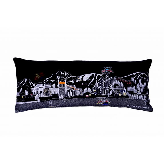 35" Black Jackson Nighttime Skyline Lumbar Decorative Pillow