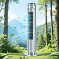 thumbnail image 1 of 35" Bladeless Tower Fan - Ultra-Quiet 28dB for Bedroom Sleep 25 ft/s High Velocity Cooling w/ Remote 64° Wide Oscillation, 12H Timer, 5 Speeds, 4 Modes LED Display Standing Floor Fan - Silver, 1 of 8