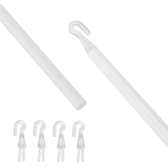 35" Blind Wand Replacement,White Plastic Vertical Blind Wand with Hook, Cordless Tilt Control Rod for Window Shades, Blinds, and Curtains (Easy Install, Durable & Lightweight)