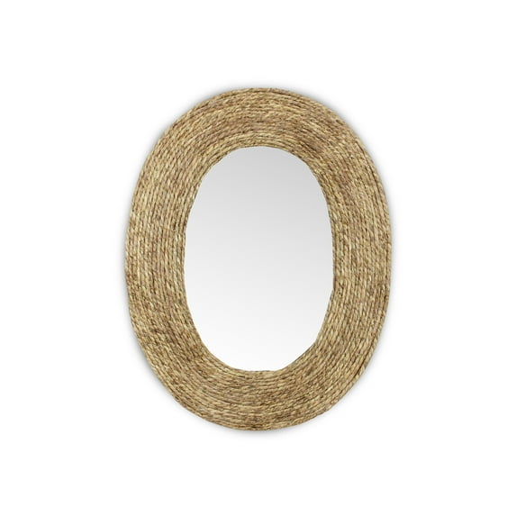 35" Brown Rope Accent Oval Shaped Wall Mirror