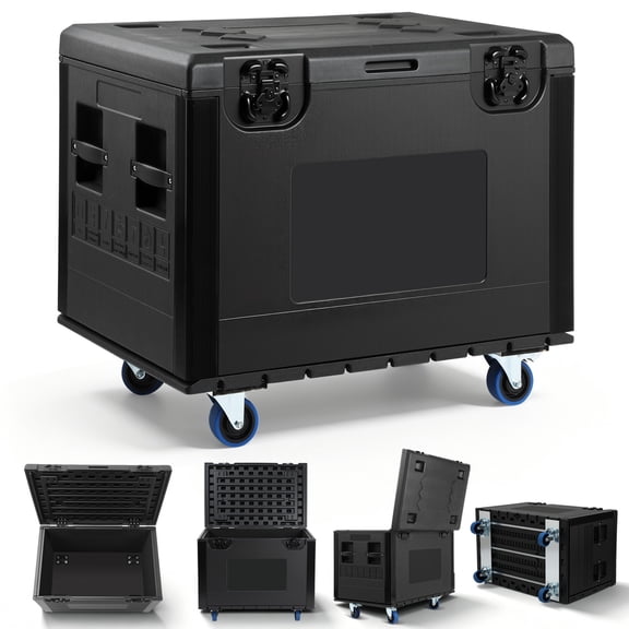35" Cable Trunk Flight Case, Heavy-Duty Road Case with Wheels, 1102lb Capacity, Stackable Rolling Road Case for Pro Audio, DJ