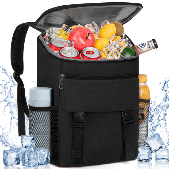 35 Can Camping Cooler Backpack, Soft Backpack Coolers Insulated LeakProof Travel Cooler Bags for Lunch Picnic Beach Work Trip Thermal Bag Drink Beverage Waterproof Beer Cooler Bag, Black