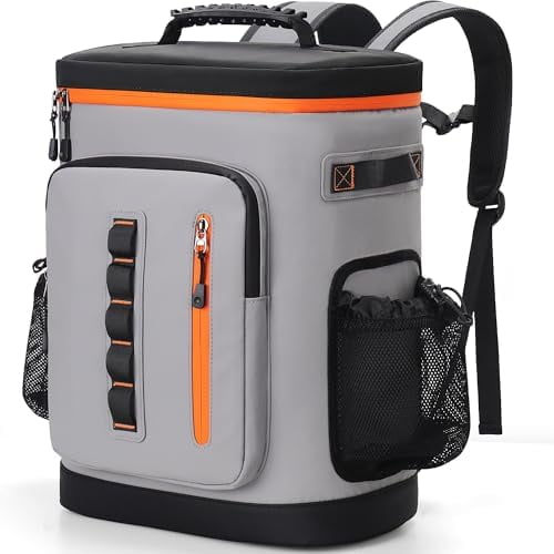 35 Cans Waterproof Cooler Backpack, Soft Insulated Leak Proof Backpack Cooler for Men Women, Large Capacity Ice Chest for Beach, Hiking, Camping, Travel, Outdoor, Grey$$Sport & Recreation Other