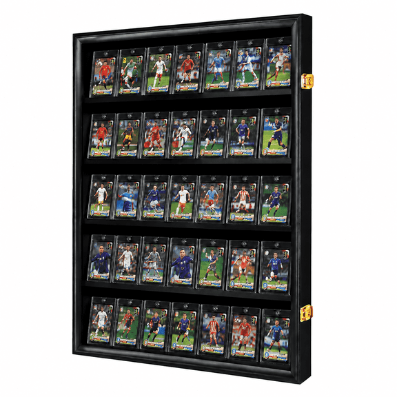 KCRasan 35 Graded Card Display Case, Wall Mount Lockable Shadow Box with UV Protection, for Football Basketball Baseball Trading Cards