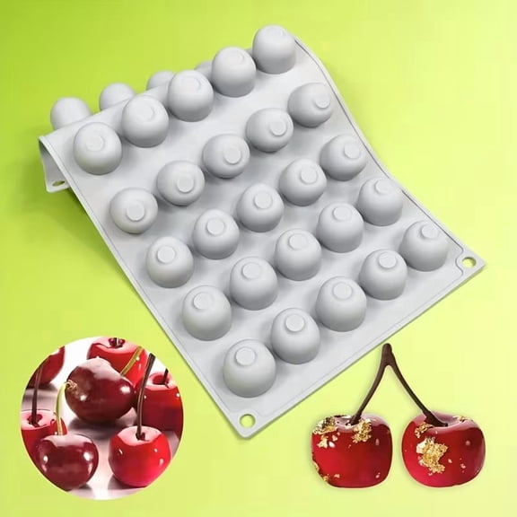 35-Cavity Cherry Silicone Mold Non-Stick Baking Tray for Chocolate Candy