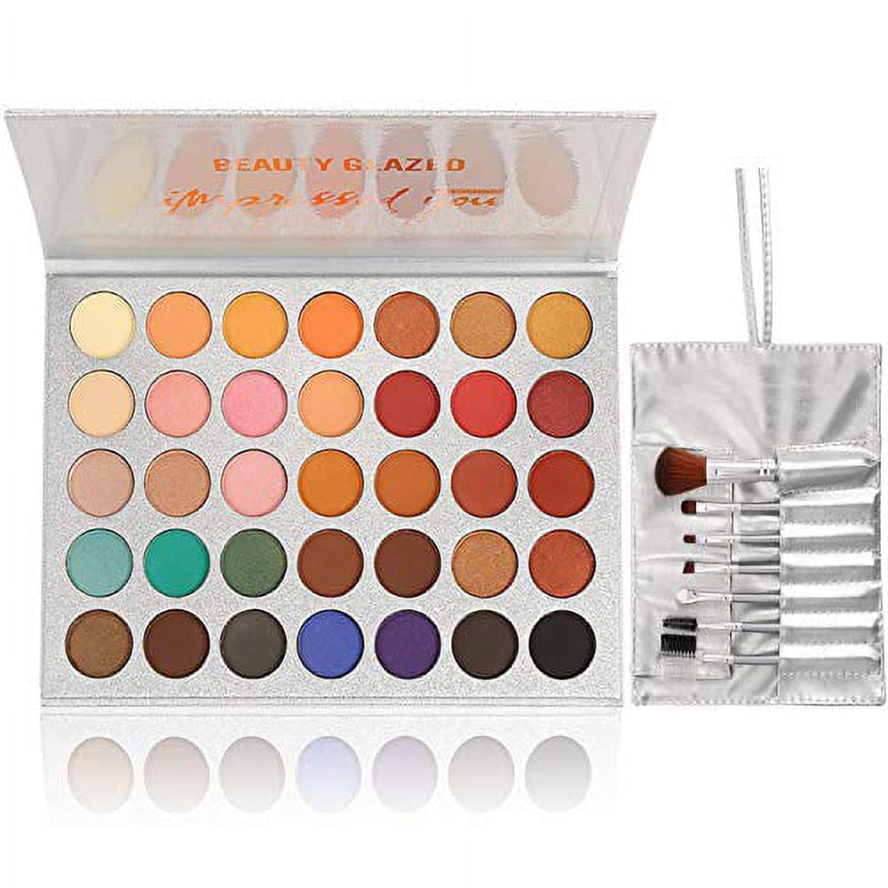 35 Colors Eyeshadow Palette with 7Pcs Makeup Brushes Set, All in One ...