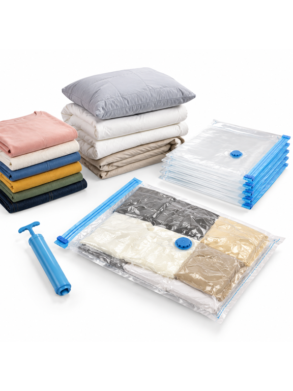 35 Combo Vacuum Seal Storage Bags with Hand Pump, Space Saver Organizers for Home and Travel