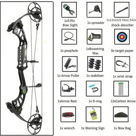 35" Compound Bow 40-75lb 350FPS 85% Let-Off