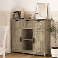 thumbnail image 1 of 35" Console Table with Storage, Wood Buffet Cabinet with 2 Doors, 3 Drawers, Adjustable Shelves, Accent Cabinet for Living Room, Kitchen, Entryway, 1 of 7