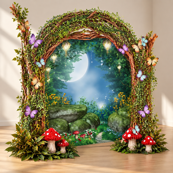 35 Count Enchanted Forest Halloween Decoration Set with Mushrooms, Butterflies, and Vines