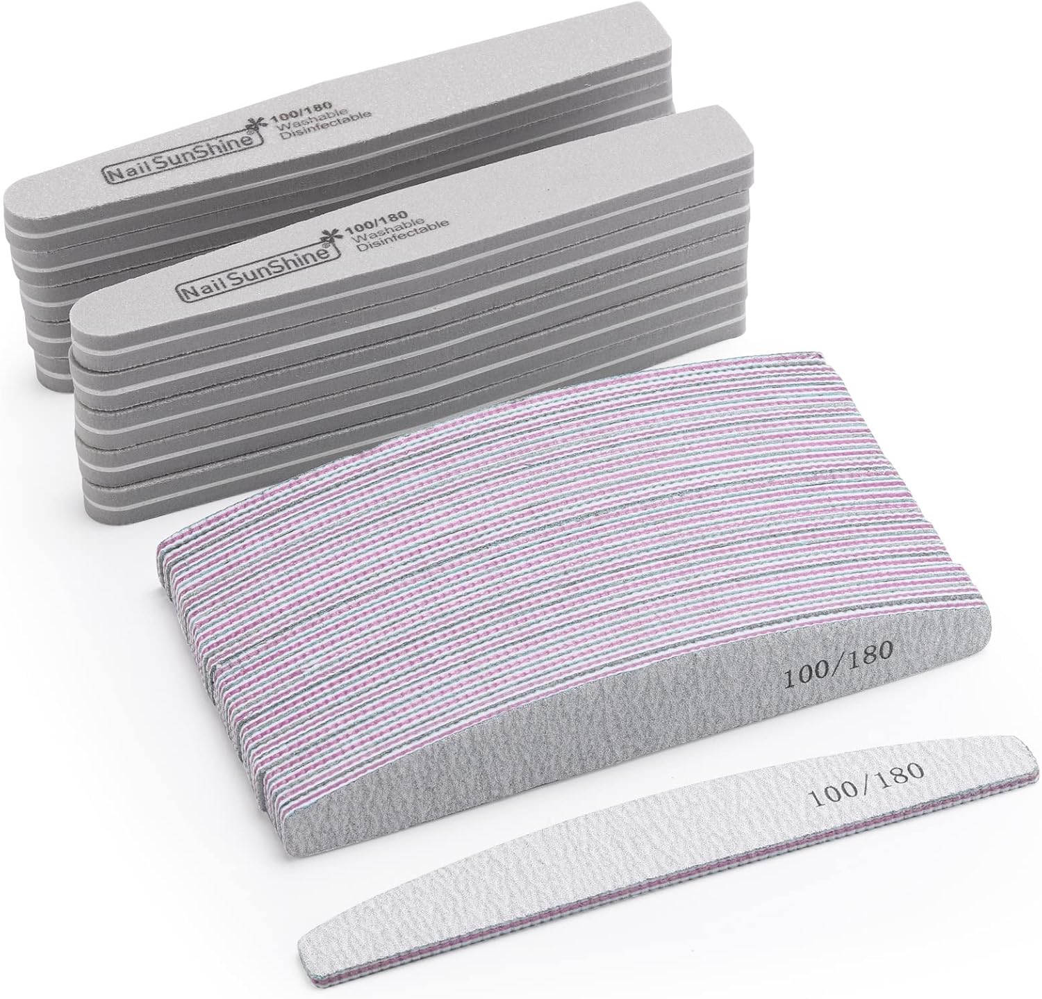 35 Count Nail Files and Buffers for Acrylic Nails, 100/180 Grit