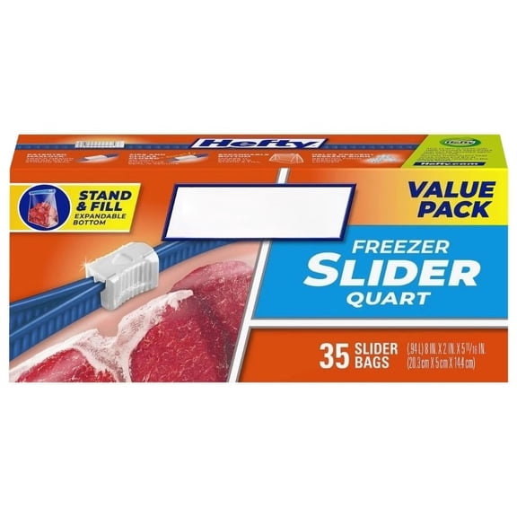 35 Count Quart Size Clear Freezer Slider Storage Bags, BPA-Free