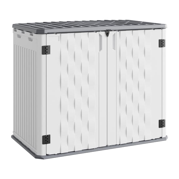 35 Cu Ft Resin Weatherproof Outdoor Storage Cabinet, Lockable Organizer Box for Garden Tools Lawn Equipment Cushion Garbage Can Storage