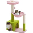 thumbnail image 1 of 35" Cute Pink Cat Tree with Large Metal Frame Hammock, Sisal Scratching Posts and Top Perch for Small Indoor Cats and Kittens, 1 of 7