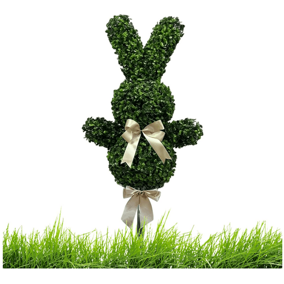 35" Easter Artificial Bunny Tree Easter Decor, Green Artificial Bunny-Shaped Topiary Tree Pot, Fake Easter Bunny Plant, Outdoor Garden Spring Decors