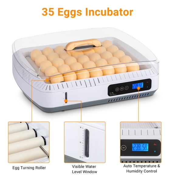 35 Eggs Incubator with Automatic Egg Turning, Temperature and Humidity Control, Water Alarm, Incubator for Hatching Eggs, Chickens, Ducks, Geese, Birds, Pigeons and Quail Eggs