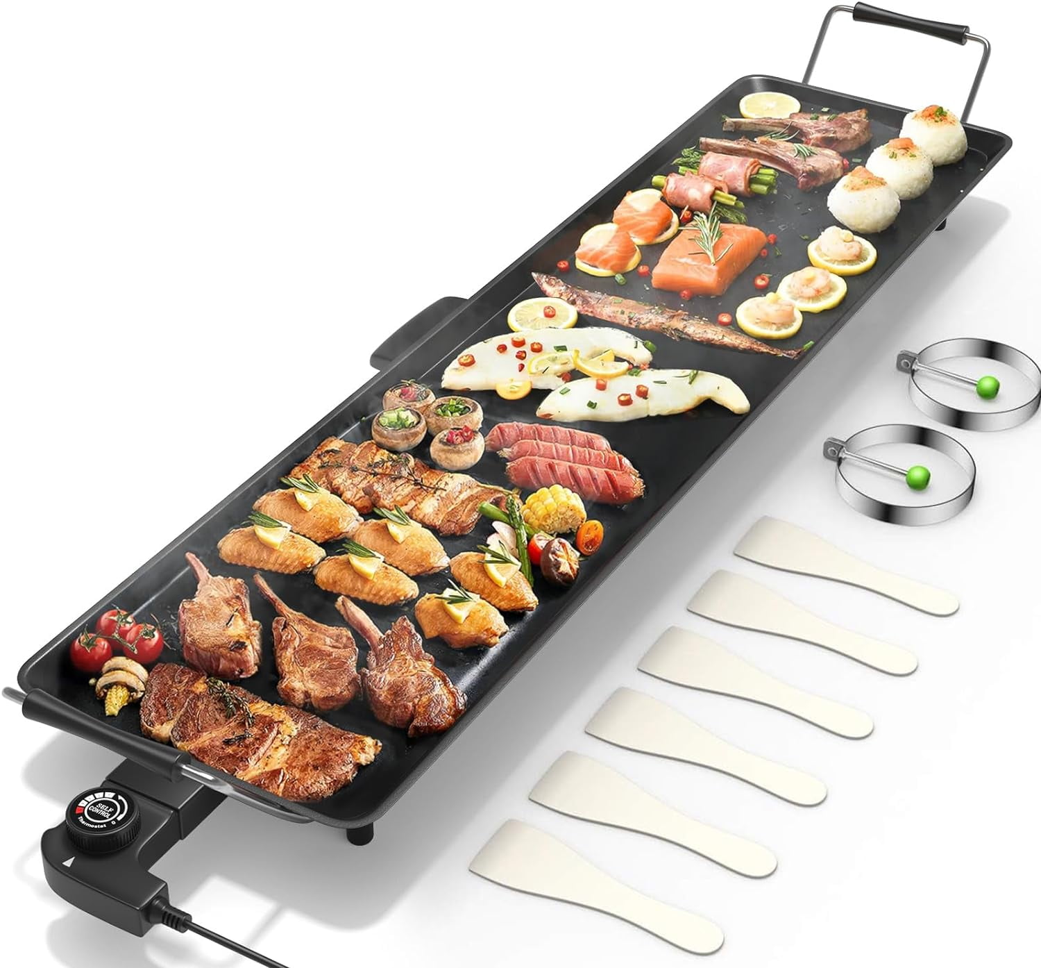 35" Electric Griddle Teppanyaki Grill BBQ, Nonstick Extra Large Griddle