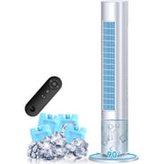 35" Evaporative Cooler, Swamp Cooler w/4 Ice Packs, 3 Speeds, 25ft Remote & 7H Timer, 90 Oscillating, Windowless Portable Air Conditioner for Bedroom Indoor