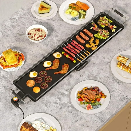 35'' Extra Large Nonstick Electric Griddle - 4-Temperature Control, Even Heating & Handles for Indoor/Outdoor Cooking