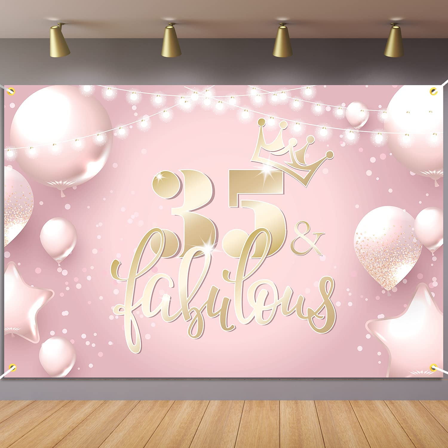 35 and Fabulous Backdrop Banner Happy 35th Birthday Background ...