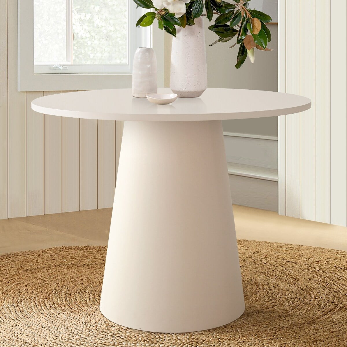 35" Fixed Pedestal Dining Table White - Walmart.com