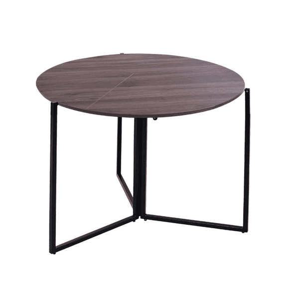 Aria Home Round Folding Dining Table with Wood Grain Finish for Small Spaces 35", Walnut