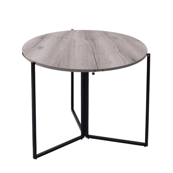 Aria Home Round Folding Table Trifold Wood Top Iron Base Home Décor 35", Natural