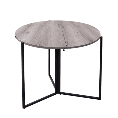 Aria Home 35" Round Folding Table Trifold Wood Top Iron Base Natural Finish Decor Style