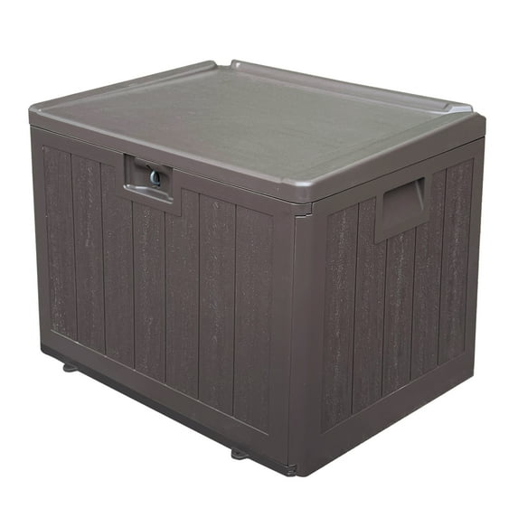 35 Gallon Extra Thin Resin Deck Box, Duarable Waterproof Outdoor Storage Box for Poolside, Patio, Garden, Home and Balcony - Brown