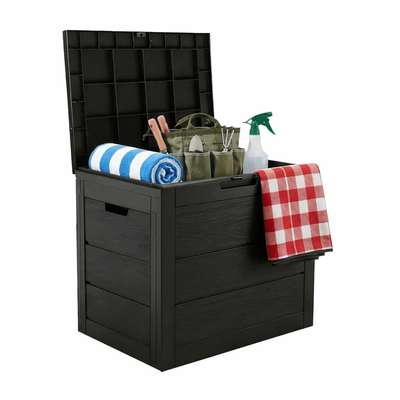 35 Gallon Outdoor Storage Box, Waterproof Resin Deck Box with Lockable Lid, UV Resistant Patio Storage Box for Package Delivery, Cushions, Garden Tools, Outdoor Storage Container