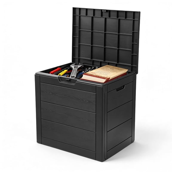 35 Gallon Outside Deck Box, Waterproof Storage Box for Cushion, Pillows,Tools, Small Delivery Boxes Suitable for Outdoor, Garden (Black)