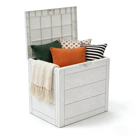 35 Gallon Outside Deck Box, Waterproof UV-Resistant Outdoor Storage Delivery Boxes for Cushion, Pillows, Suitable for Outdoor, Indoor, Garden (Beige)