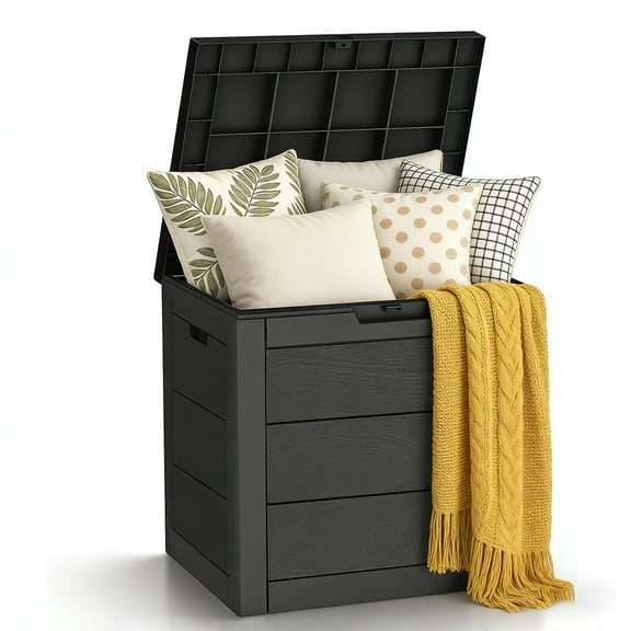 35 Gallon Outside Deck Box, Waterproof Storage Box for Cushion, Toy, Pillows,Small Delivery Boxes Suitable for Outdoor, Garden (Black)