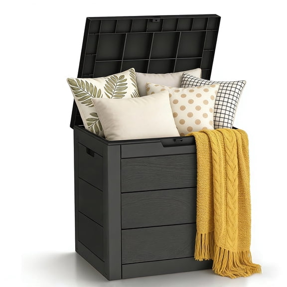 35 Gallon Outside Deck Box, Waterproof Storage Box for Cushion, Toy, Pillows,Small Delivery Boxes Suitable for Outdoor, Garden (Black)