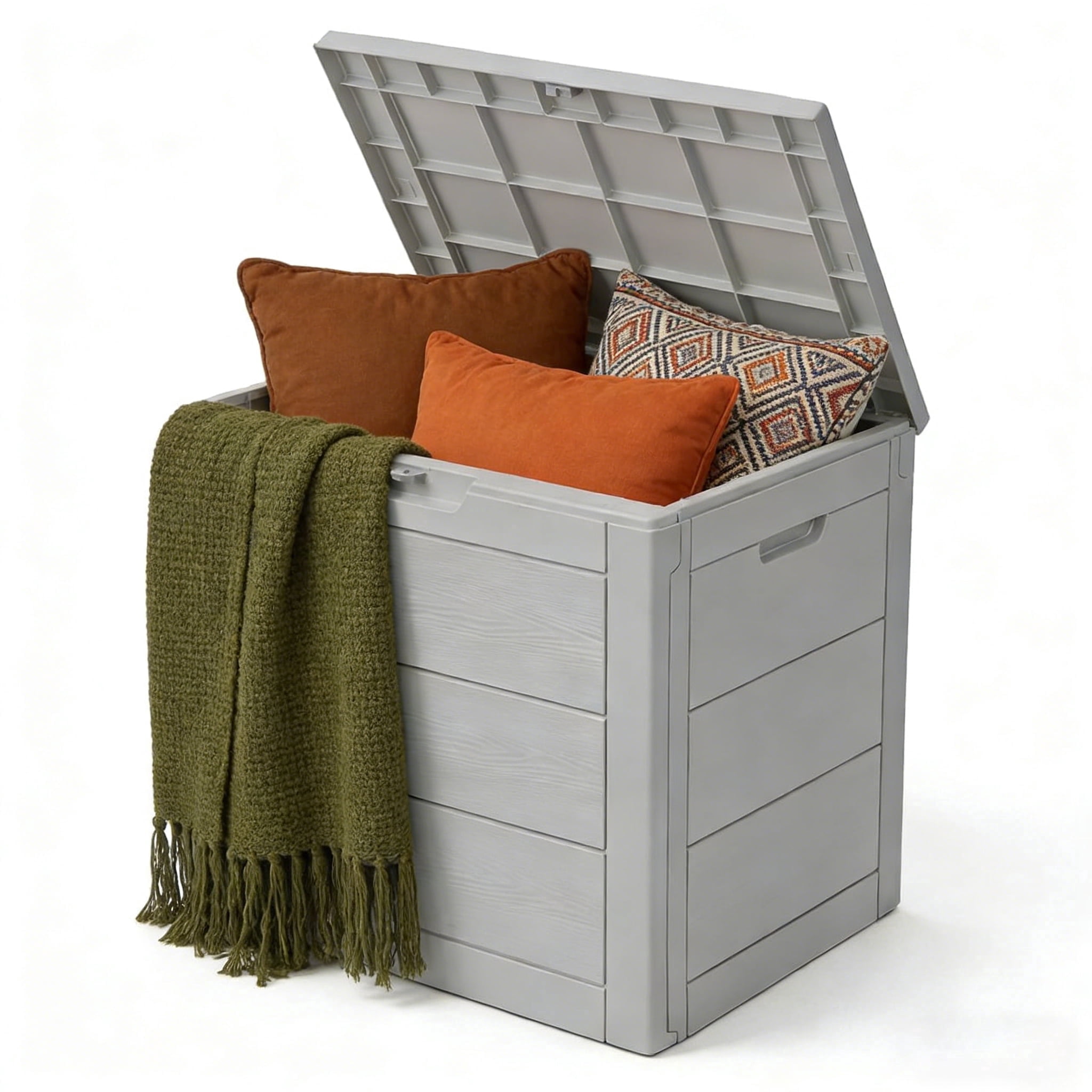 35 Gallon Outside Deck Box, Waterproof UV-Resistant Outdoor Storage ...