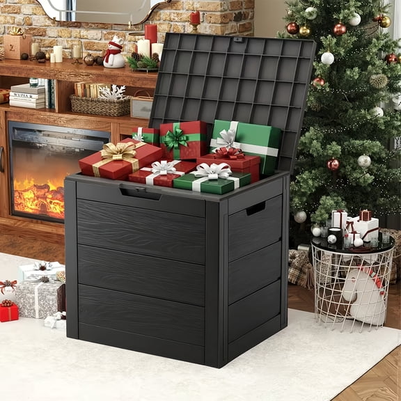 35-Gallon UV & Water-Resistant Outdoor Storage Box, Lockable Lid, Spacious Weatherproof Resin Organizer for Furniture, Garden Tools & Toys, Indoor & Outdoor Use