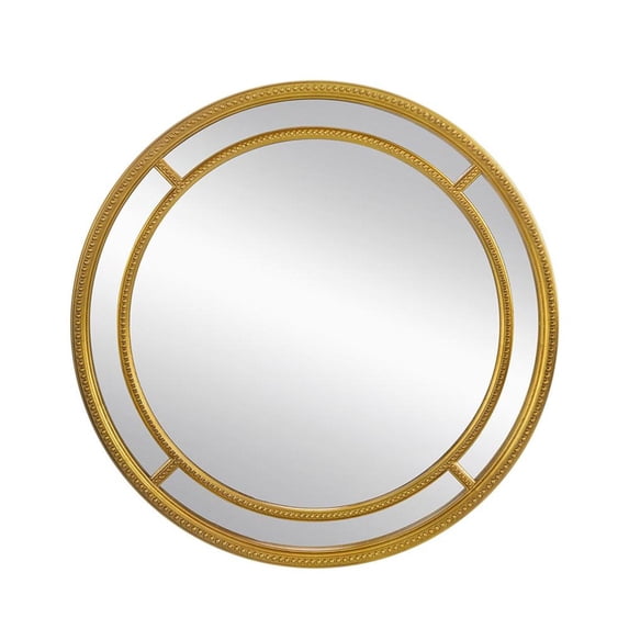 HomeRoots 485077 35 in. Gold Geo Dot Round Double Frame Accent Mirror