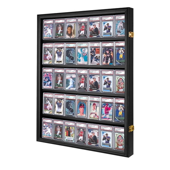 CRDC 35 Graded Card Display Case Wood-  for Baseball Football Card - 1 Pack(33.5*26.8 in)