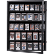 KCRasan 35-Card Lockable Trading Card Display Frame, UV Acrylic, Wall Mount for Sports