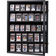 35 Graded Sports Card Display Frame -Baseball Card Display Case Lockable - Trading Card Collector Wall Display Holder for Basketball Football Hockey Cards, 98% UV Protection Acrylic