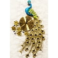 thumbnail image 1 of 35"H Large Peacock Bird Iris Train Colorful Gold Plated Metal Analog Wall Clock, 1 of 7