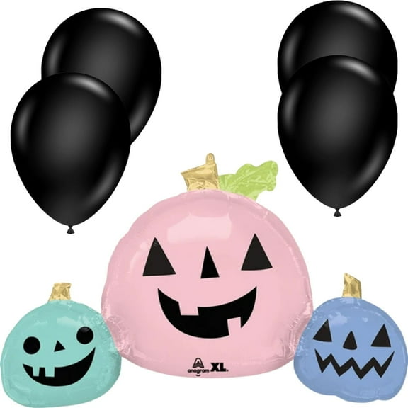 35" Halloween Pastel Pumpkins Balloon with 4 Latex Balloons Colorful Party Decoration Set