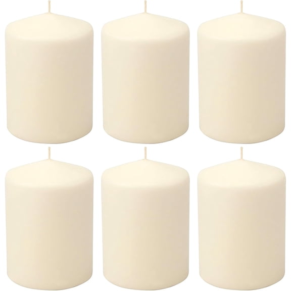 35 Hour Long Burning Unscented Pillar Candles, 3x4, Ivory