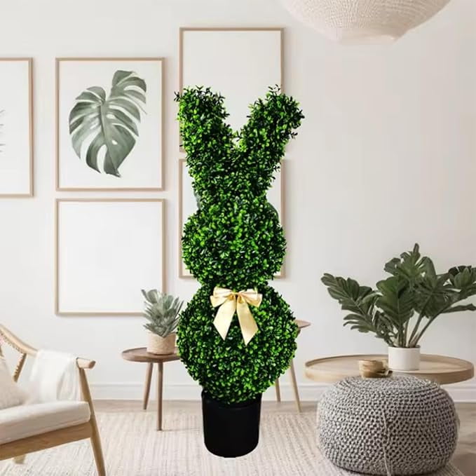 35 INCH Artificial Bunny Topiary Outdoor - Rabbit Shaped Topiary Trees ...