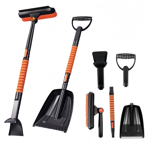 KingFurt 35'' Ice Scraper and Extendable Snow Brush Emergency Snow Shovel Snow Broom with Foam Grip 180 Pivoting Brush Head Snow Scraper for Cars, Trucks, SUVs, Vehicle